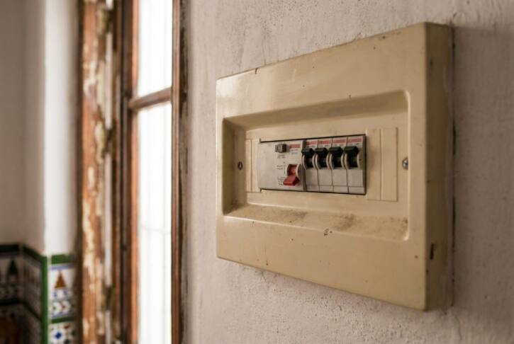 Cuadro eléctrico de una vivienda con el diferencial bajado